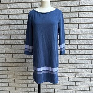 GAP Denim Blue French Terry Casual Dress with Athletic Stripes Size M